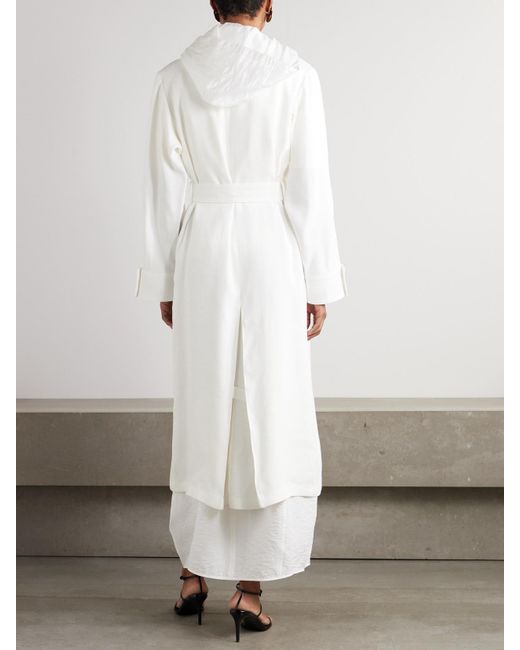 Ralph Lauren White Maiden Hooded Linen-Blend Canvas And Voile Trench Coat