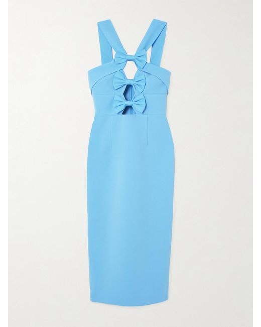 Rebecca Vallance Blue Skye Taffeta-Trimmed Cutout Cloqué Midi Dress