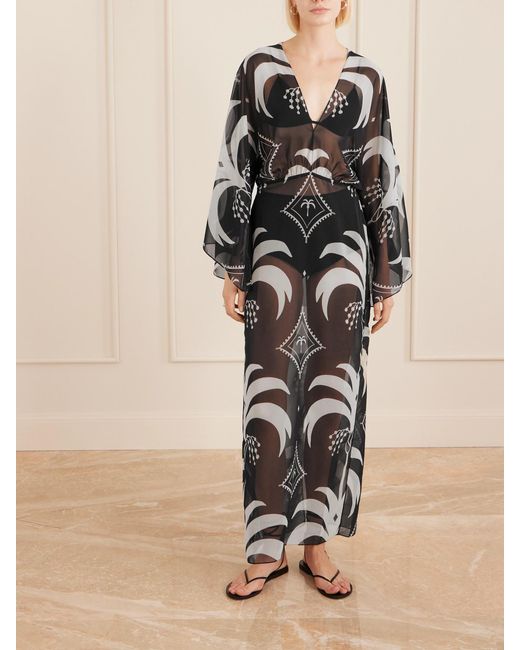 Robe Longue En Mousseline Imprimée Johanna Ortiz en coloris Black