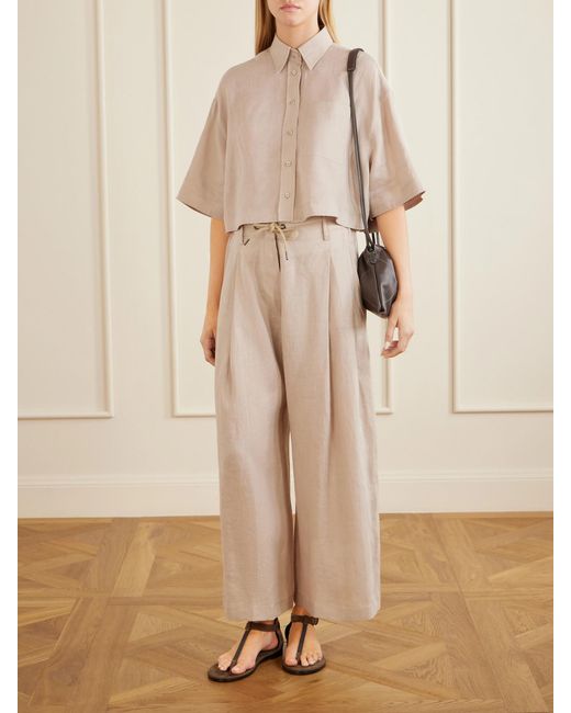 Brunello Cucinelli Natural Cropped Cotton Shirt
