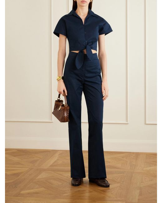 Giuliva Heritage Blue Laura Cotton-Blend Straight-Leg Pants