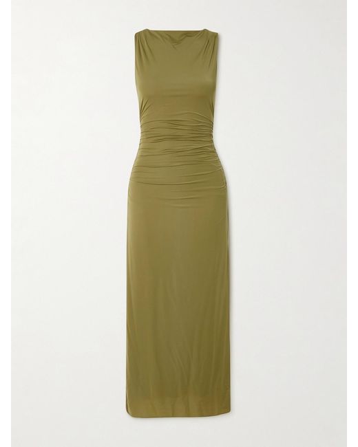 Sir Green Cascina Open-Back Gathered Stretch-Jersey Midi Dress