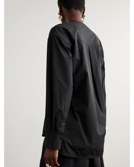 Christopher Esber Black Triqueta Tie-Detailed Cutout Cotton-Poplin Blouse