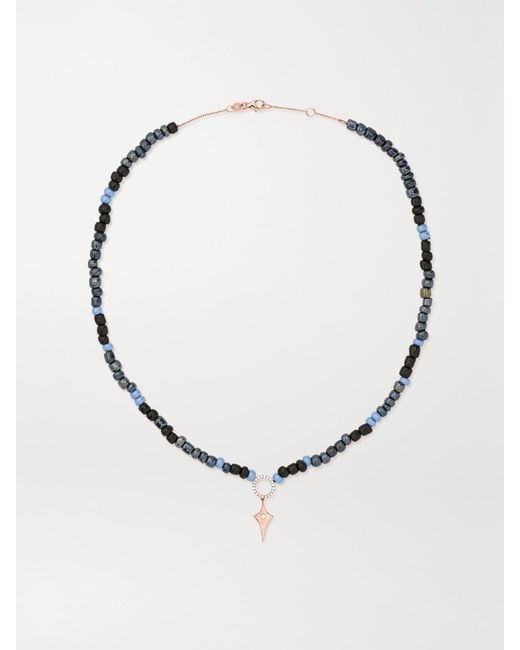 Diane Kordas Natural Kette Mit Details Aus 14 Karat Roségold, Zierperlen Und Diamanten