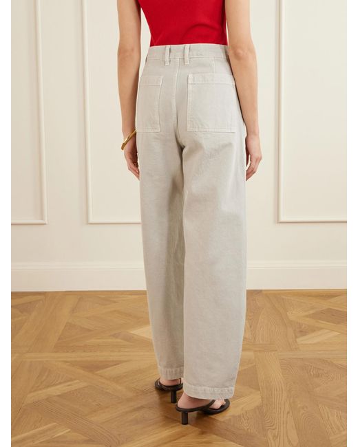 FRAME White The Bow Cargo High-Rise Wide-Leg Barrel Jeans