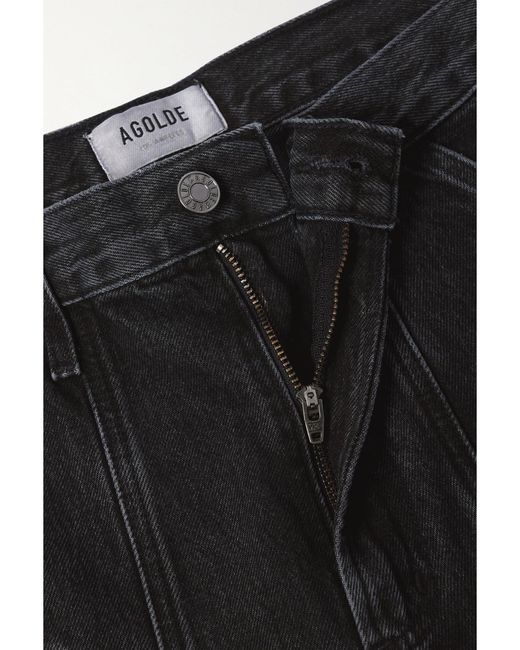 Agolde Black Net Sustain Cooper Cargo High-Rise Straight-Leg Organic Jeans