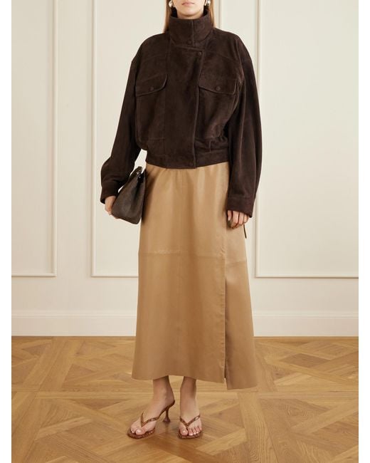 Nour Hammour Brown Quincy Paneled Suede Jacket