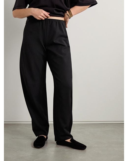 La Ligne Black Colby Recycled-Crepe Barrel-Leg Pants