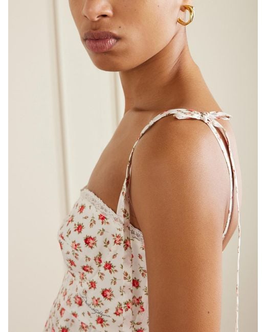 Dolce & Gabbana Natural Lace-Trimmed Floral-Print Cotton-Blend Poplin Bustier Mini Dress