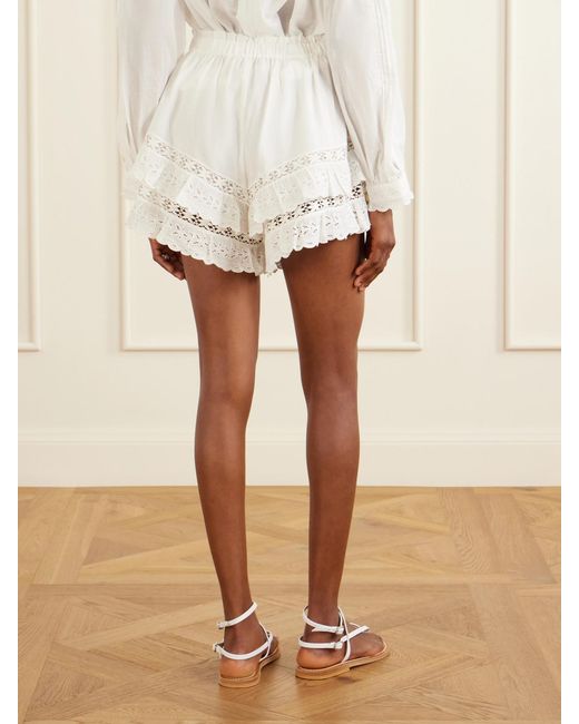 Sea White Eliza Embroidered Cotton-Blend Shorts