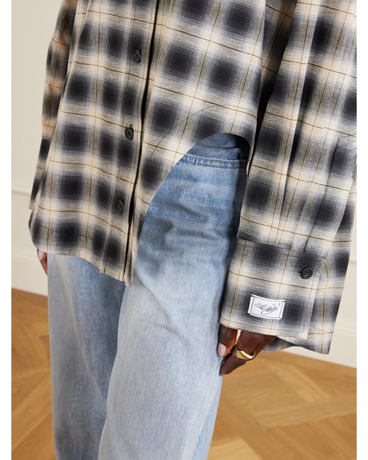 The Attico Gray Checked Cotton-Poplin Shirt