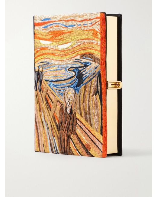 Olympia Le-Tan Multicolor The Scream Embroidered Canvas Clutch