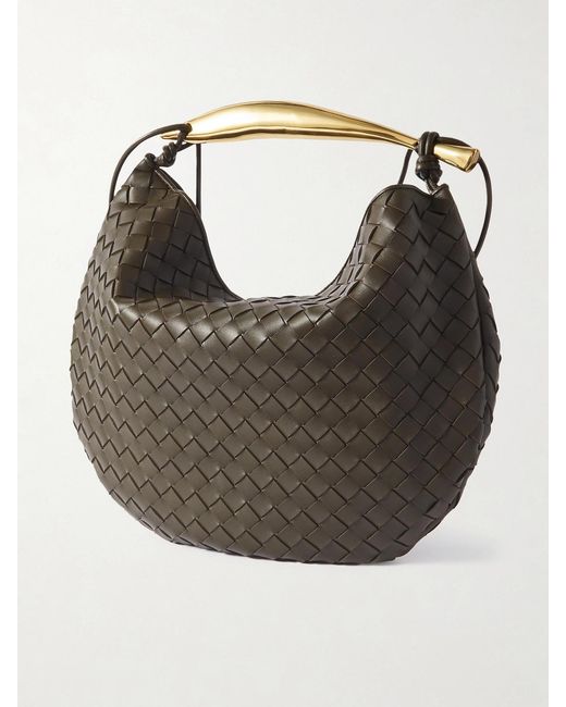 Bottega Veneta Gray Sardine Medium Intrecciato Leather Shoulder Bag