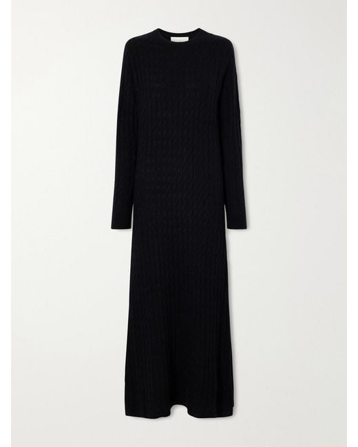 arch4 Black Delfino Cable-Knit Cashmere And Silk-Blend Maxi Dress