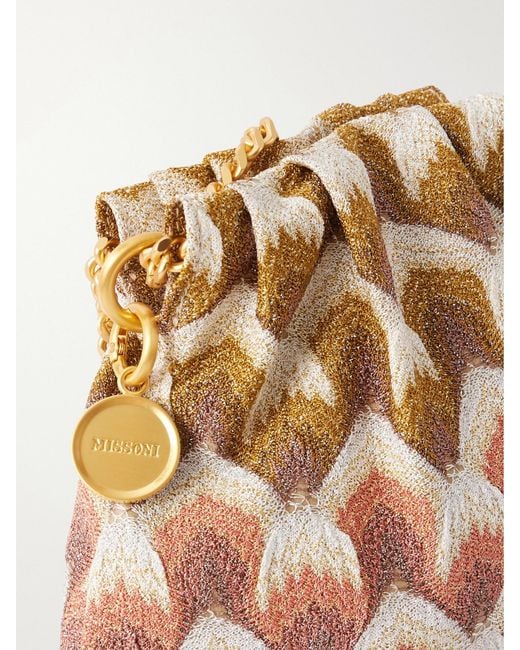 Missoni Natural Crochet-Knit Drawstring Bag