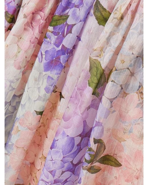 Zimmermann Dawning Belted Floral-Print Linen And Silk-Blend