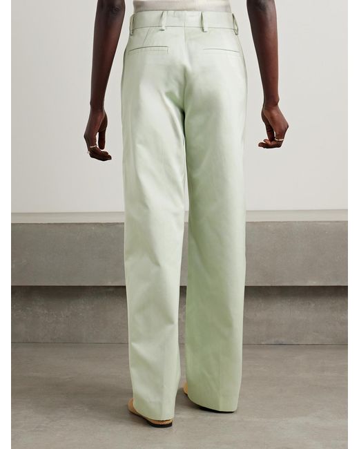 Dries Van Noten White Satin Straight-Leg Pants