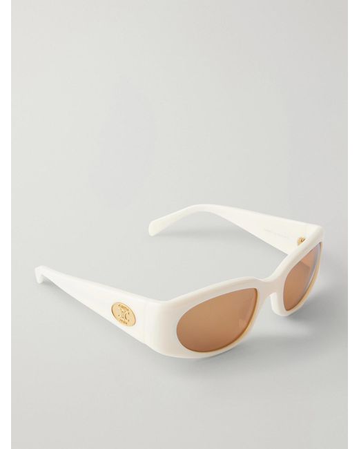 Céline White Journey Round-Frame Acetate Sunglasses