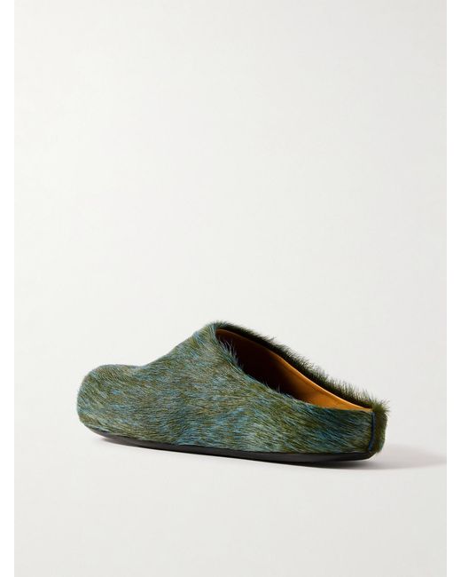 Marni Green Fussbett Calf Hair Clogs
