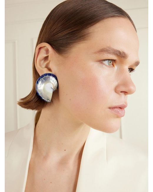 Julietta Blue Exclusive Rhodium-Plated, Shell And Resin Earrings