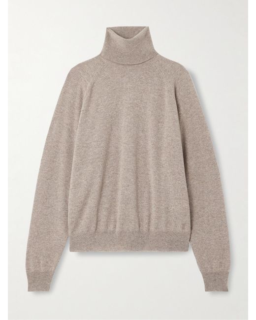 Saint Laurent Natural Rollkragenpullover Aus Kaschmir