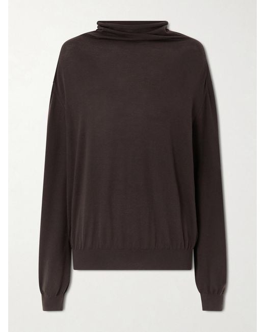 Khaite Brown Annette Merino Wool Turtleneck Sweater