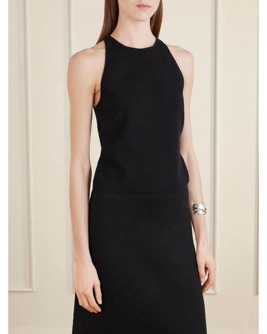 Carolina Herrera Black Cropped Ribbed-Knit Jersey Tank