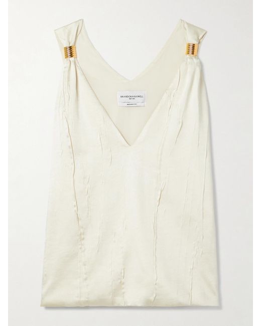Brandon Maxwell Natural The Drew Embellished Crinkled-Satin Tank