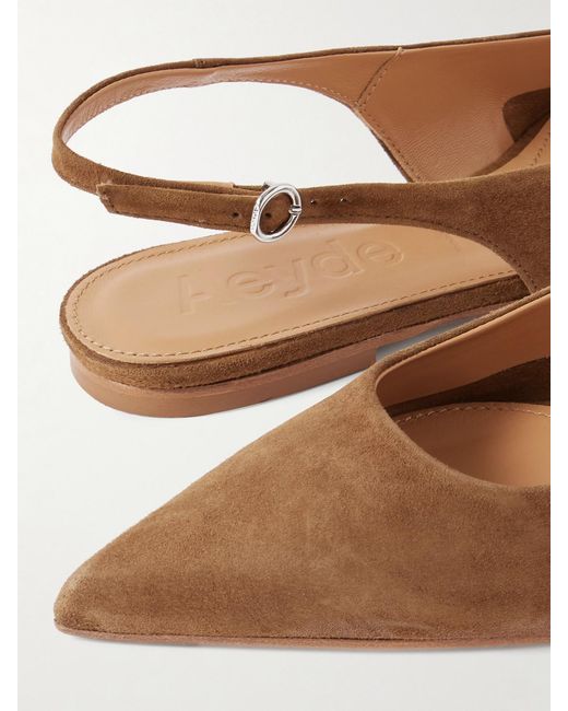 Aeyde White Annora Suede Slingback Flats