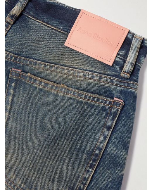 Acne Blue 2021 Distressed Mid-Rise Flared Organic Jeans
