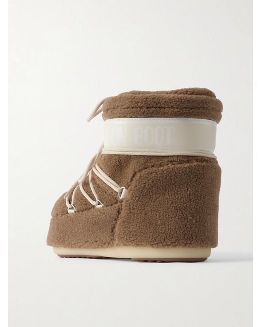 Moon Boot Natural Icon Low Nylon-Trimmed Fleece Snow Boots