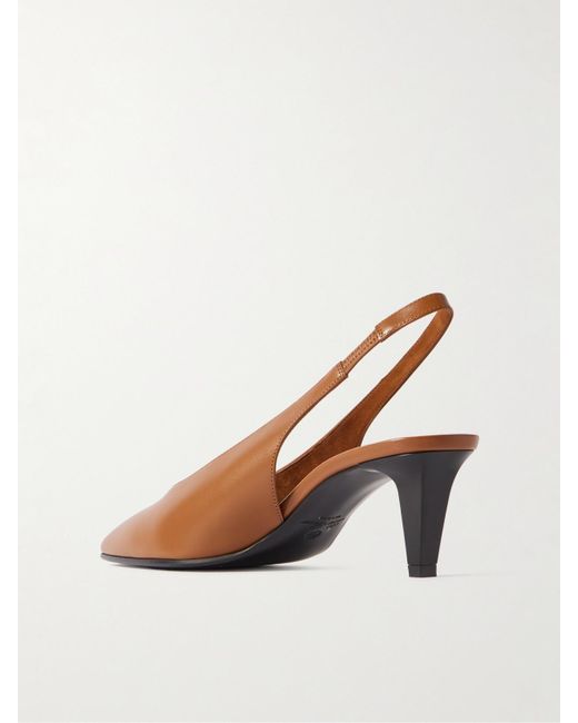 Loro Piana Brown Rebecca Leather Slingback Pumps
