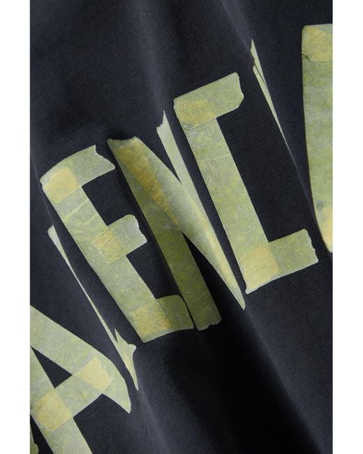 Balenciaga Blue Oversized Distressed Printed Cotton-Jersey T-Shirt