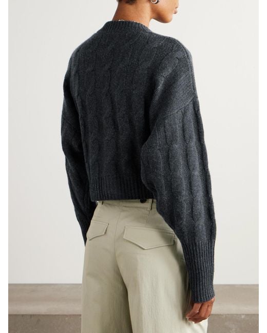 LeKasha Blue Baulieu Cable-Knit Organic Cashmere Cardigan