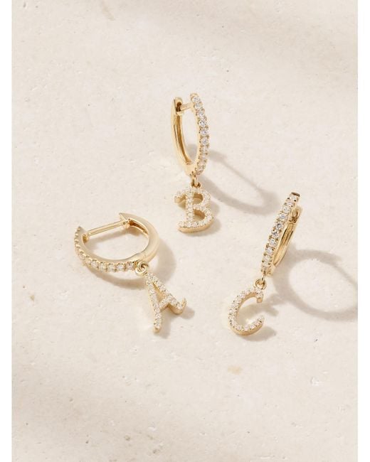 Anita Ko Natural Initial Huggie 18-Karat Diamond Single Earring