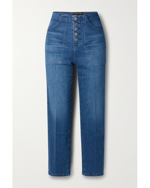 Veronica Beard Denim Crosbie Cropped High-rise Wide-leg Jeans in Blue | Lyst UK
