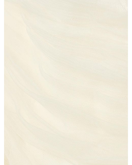 Danielle Frankel Natural Milo Organza And Grosgrain-Trimmed Ruched Tulle Bustier Top
