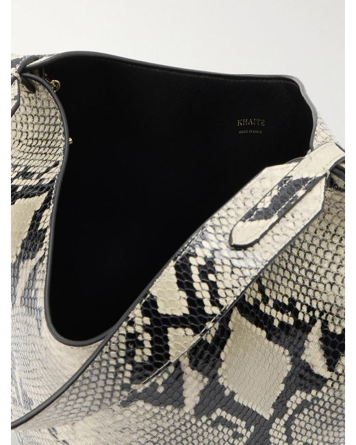Khaite White Lotus Mini Snake-Effect Leather Tote