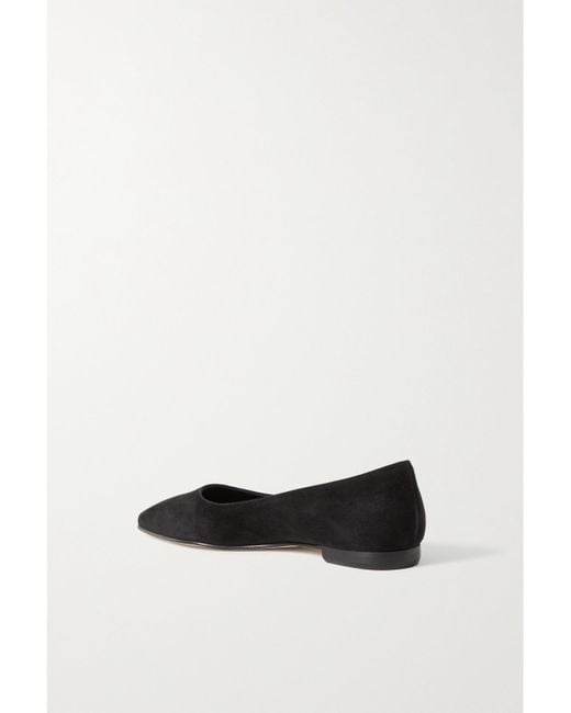 Manolo Blahnik White Gelista Suede Ballet Flats