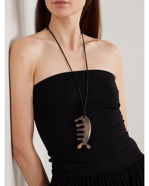 Lemaire White Beluga Gua Sha Aragonite Cord Necklace