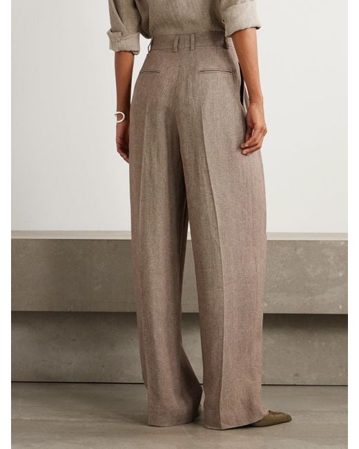 Loro Piana Natural Kurt Hose Mit Weitem Bein Aus Leinen Mit Falten