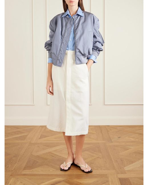 Auralee Blue Silk-Twill Bomber Jacket