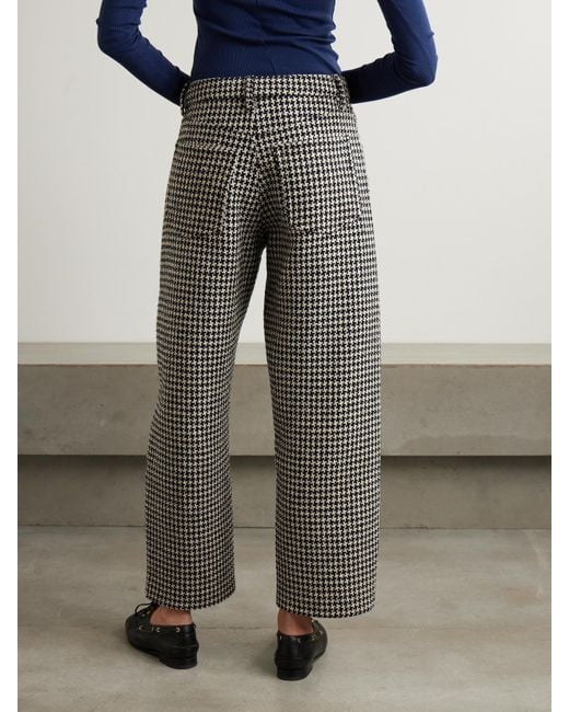 FRAME Gray The Tweed Barrel Houndstooth Tweed Wide-Leg Pants