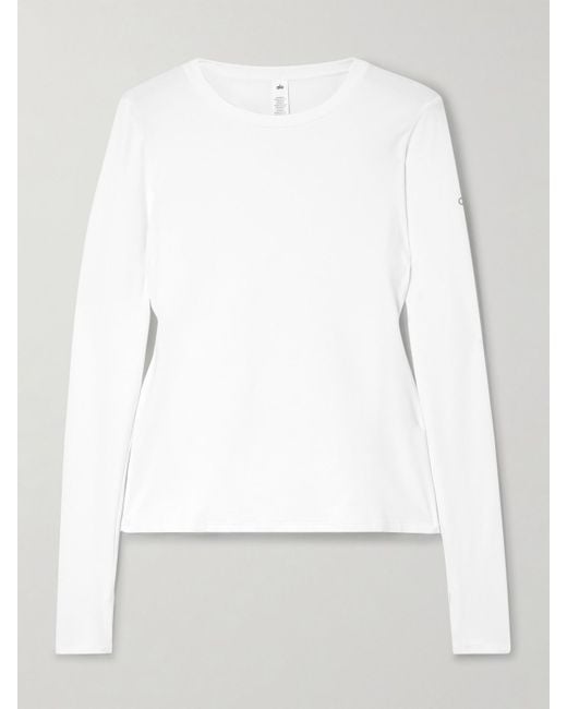 Alo Yoga White Finesse Oberteil Aus Stretch-Jersey