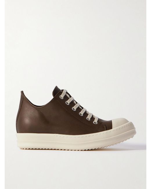 Rick Owens Brown Leather Sneakers