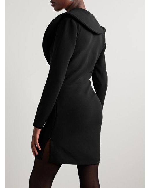 Magda Butrym Black Wrap-Effect Draped Wool-Blend Crepe Mini Dress