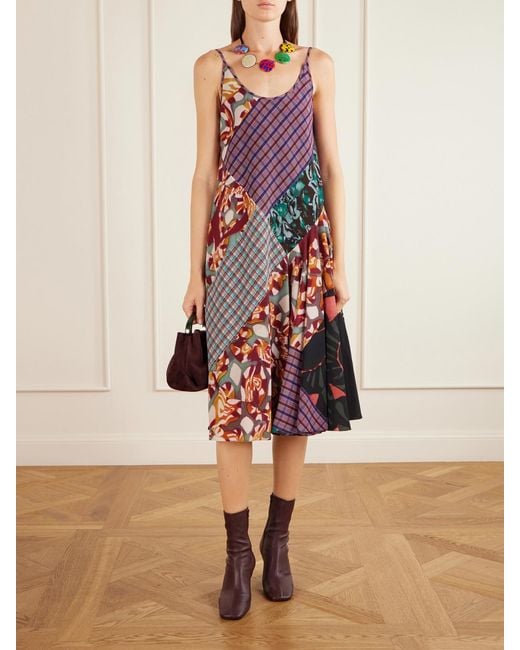 Dries Van Noten White Printed Georgette Midi Dress