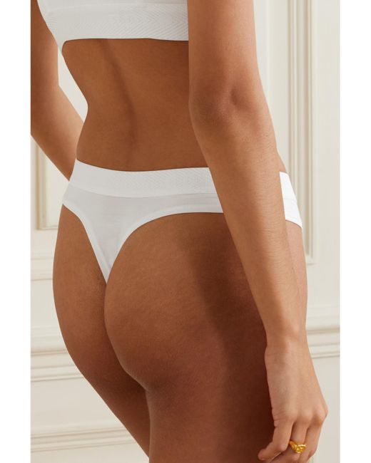 CDLP White Net Sustain Set Of Three Tencel Lyocell-Blend Thongs