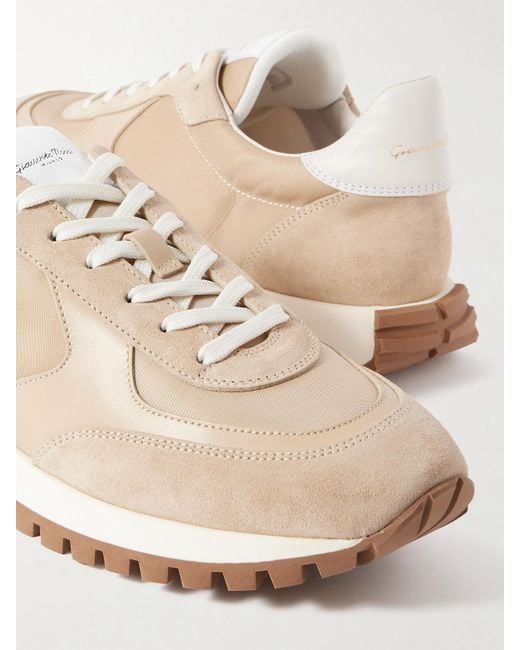 Gianvito Rossi Natural Gravel Suede, Leather And Shell Sneakers