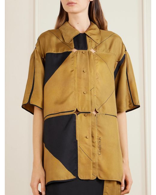 Calvin Klein Yellow Elowen Patchwork Silk-Twill Shirt